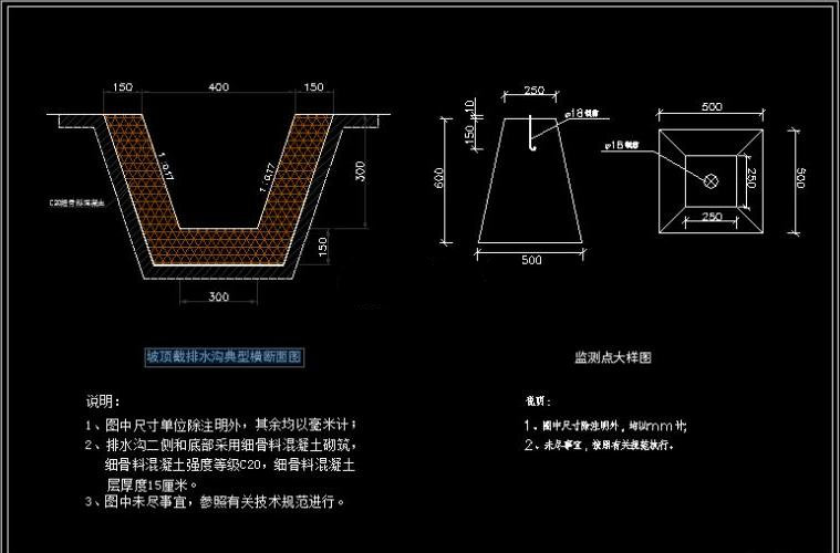 排水溝斷面設(shè)計(jì)圖紙